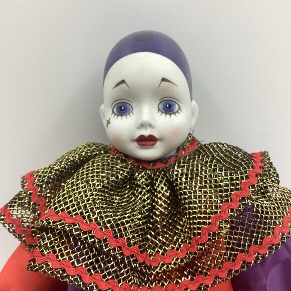 Vtg Madame Verte Porcelain Musical Clown Doll Wind Up Back Collectible 17” Rare - Picture 2 of 12